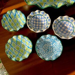 Mackenzie Childs Ceramic fluted BERRY  bowls. READ DESCRIPTION PLEASE